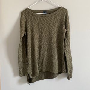 Anthropologie left of center green long sleeve knit asymmetrical tee Sz XS
